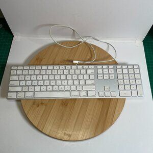 Genuine Apple Keyboard Slim Model A1243 Wired USB Silver w/ White Keys Tested
